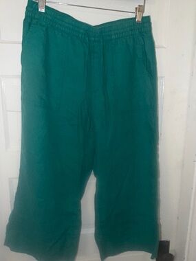 Lands' End Teal Green Elastic Waist Capris
